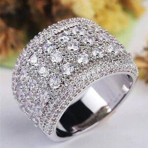 NWOT… Sterling Silver 925 W/ Simulated Diamonds And 18K White Gold Overlay.